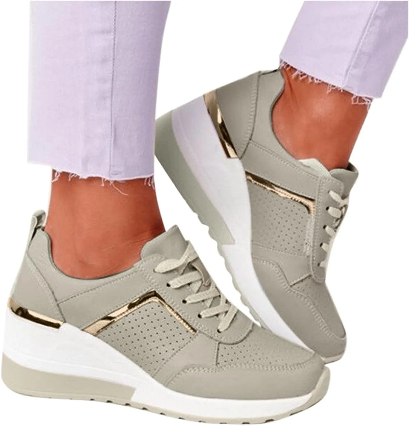 White Wide Width Casual Sneakers Women Cute Black Shoes for Women Womens Casual Shoes Slip On Loafers Silver Wedge Sneakers for Women Dressy Zapatos De Mujer CóModos Bajos para Fiesta Cerrados