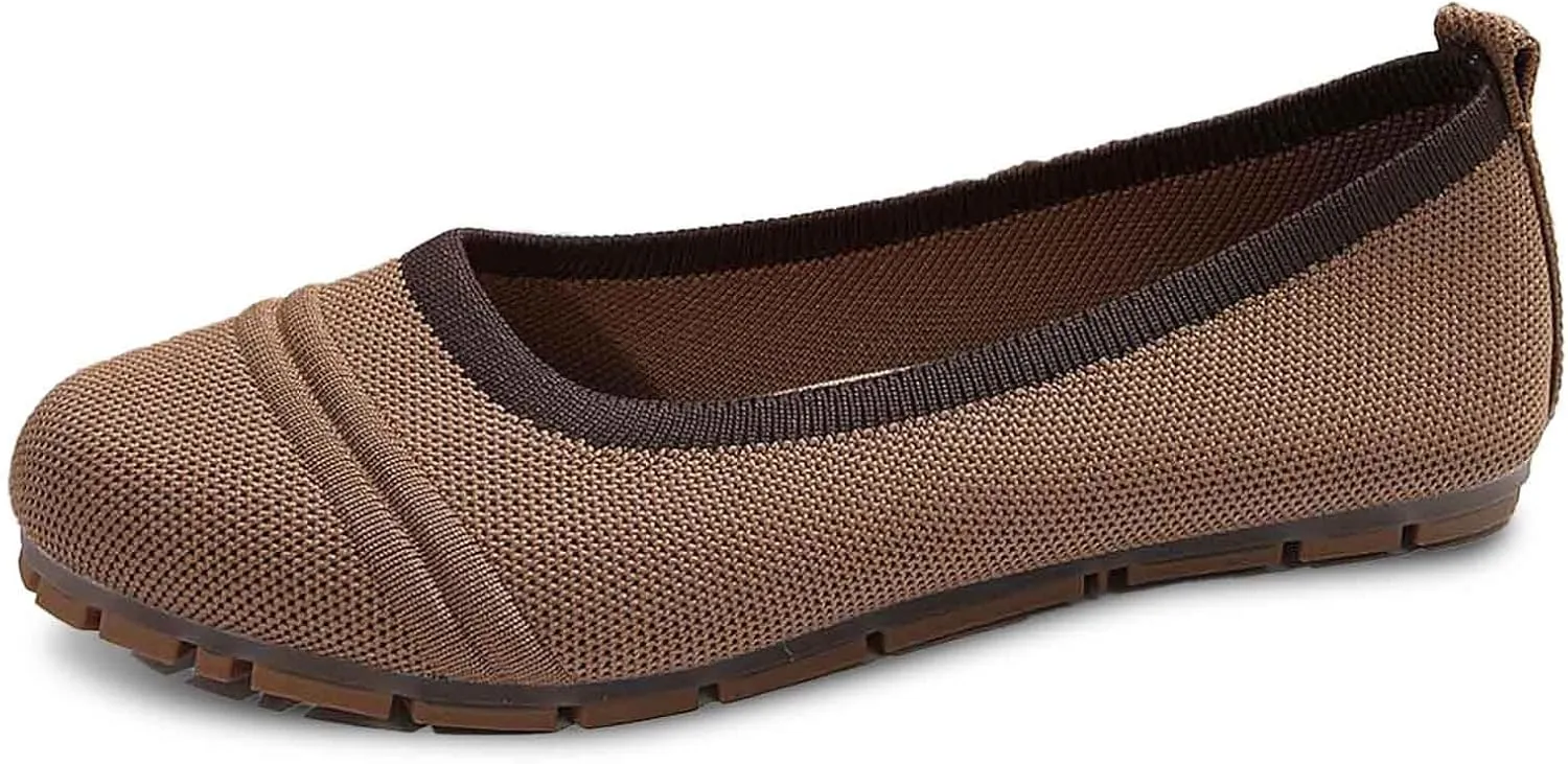 Women Casual Shoes Slip On Round Toe Comfortable Flat Ballet for Walking Work Dressy Everyday Wear