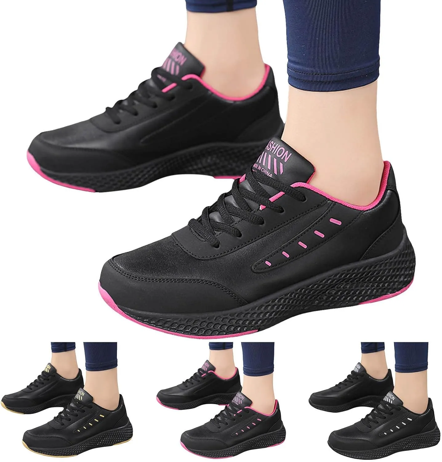 Women Sports Shoes Fashionable New Pattern Solid Color Thick Bottom Flat Bottom Comfortable Lace Up Non Slip Shoes Bear Star Shoes