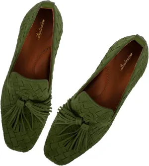 Women Tassel Loafer Flats Suede Square Closed Toe Braided Penny Loafers Slip On Fringe Flat Loafers Knitted Comfortable Flat Heel Woven Loafer Office Work Daily Club Driver Flats 4-11 M US