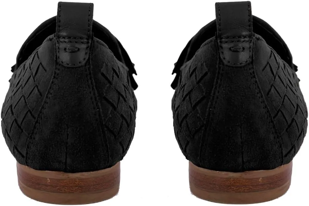 Women Tassel Loafer Flats Suede Square Closed Toe Braided Penny Loafers Slip On Fringe Flat Loafers Knitted Comfortable Flat Heel Woven Loafer Office Work Daily Club Driver Flats 4-11 M US