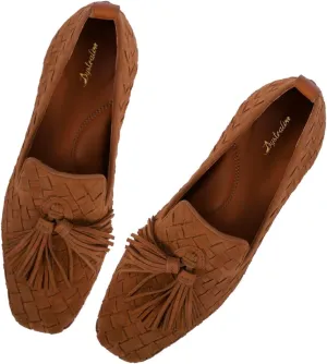 Women Tassel Loafer Flats Suede Square Closed Toe Braided Penny Loafers Slip On Fringe Flat Loafers Knitted Comfortable Flat Heel Woven Loafer Office Work Daily Club Driver Flats 4-11 M US