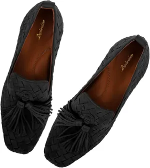 Women Tassel Loafer Flats Suede Square Closed Toe Braided Penny Loafers Slip On Fringe Flat Loafers Knitted Comfortable Flat Heel Woven Loafer Office Work Daily Club Driver Flats 4-11 M US