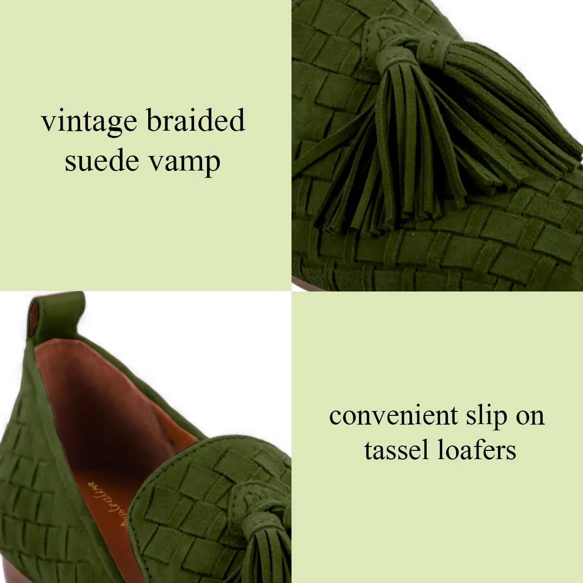 Women Tassel Loafer Flats Suede Square Closed Toe Braided Penny Loafers Slip On Fringe Flat Loafers Knitted Comfortable Flat Heel Woven Loafer Office Work Daily Club Driver Flats 4-11 M US
