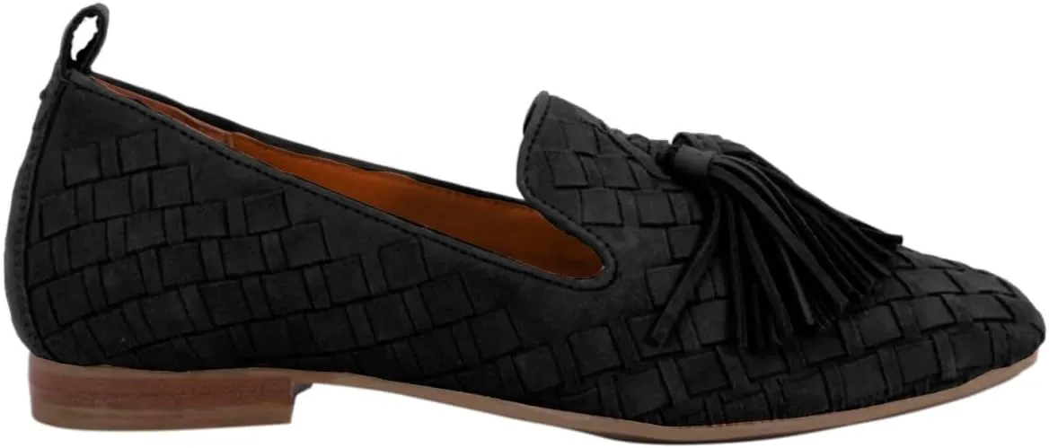 Women Tassel Loafer Flats Suede Square Closed Toe Braided Penny Loafers Slip On Fringe Flat Loafers Knitted Comfortable Flat Heel Woven Loafer Office Work Daily Club Driver Flats 4-11 M US