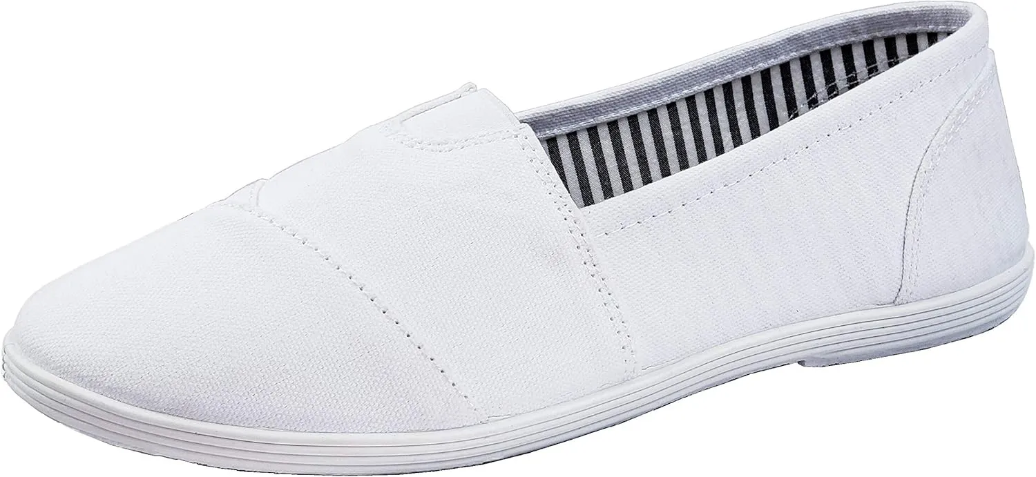 Womens Canvas Slip-On Shoes with Padded Insole
