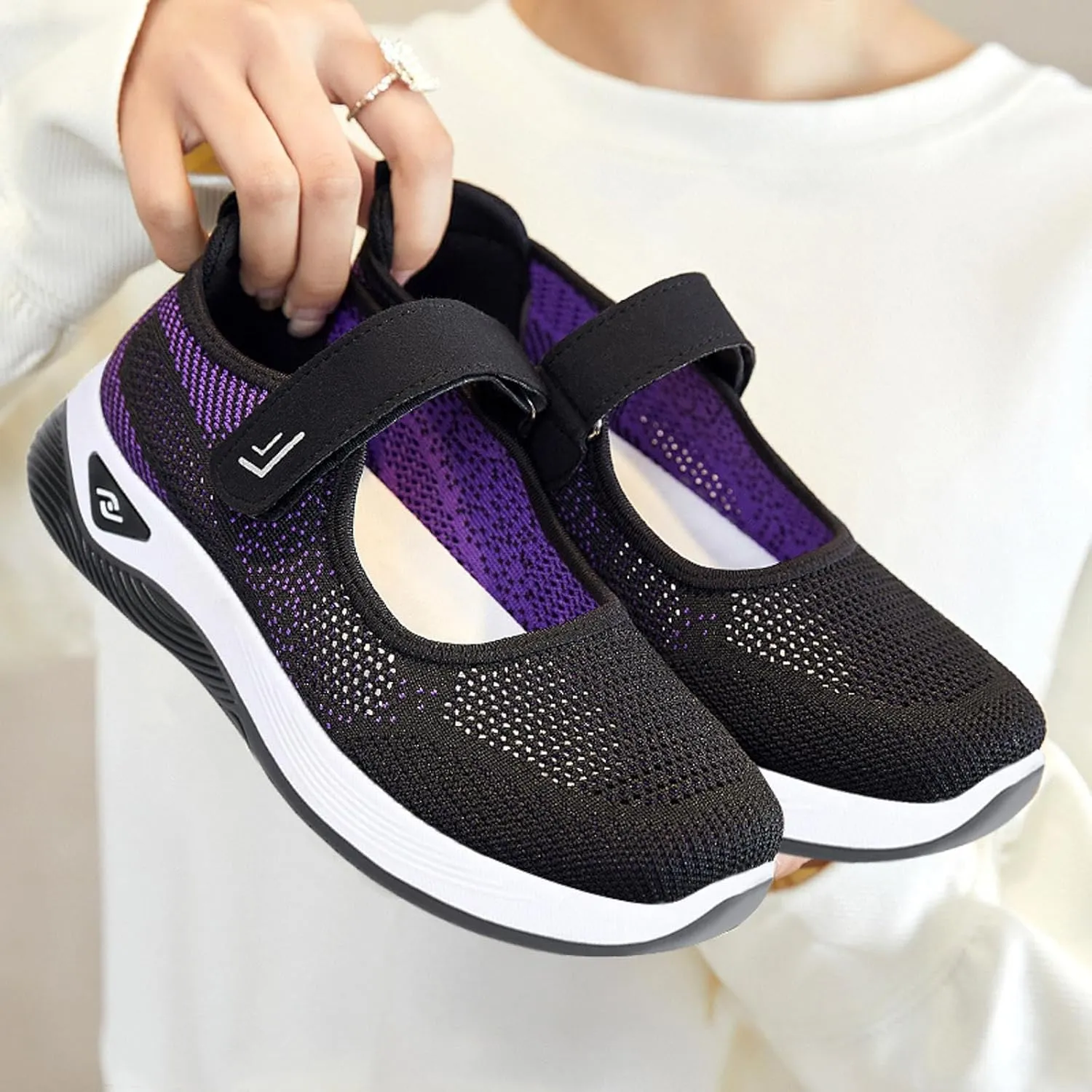 Womens Canvas Slip on Sneakers Walking Tennis Flat Dress Loafers Platform Wedge Mesh Shoes Embroidery Sneakers Casual Clip