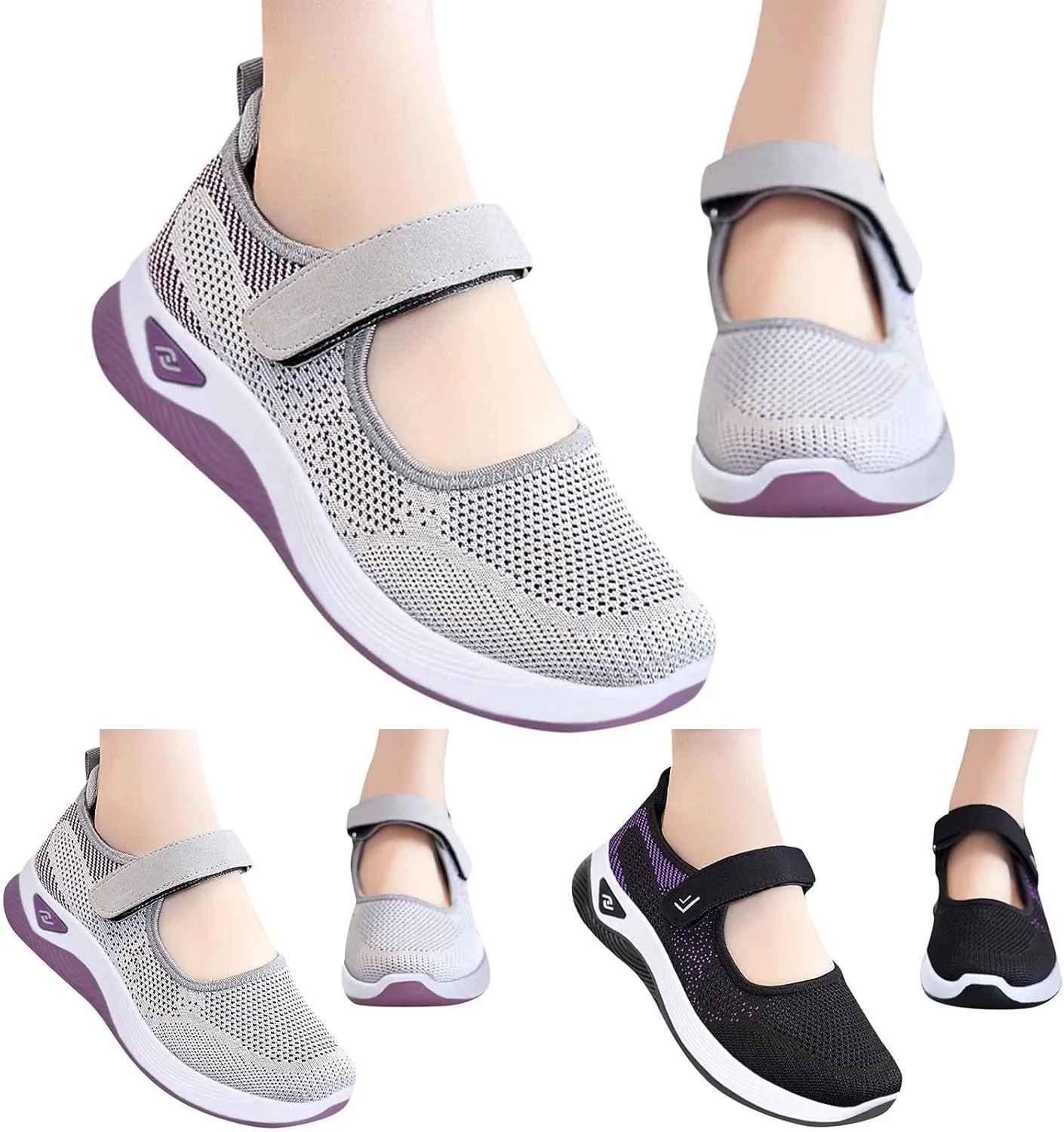 Womens Canvas Slip on Sneakers Walking Tennis Flat Dress Loafers Platform Wedge Mesh Shoes Embroidery Sneakers Casual Clip