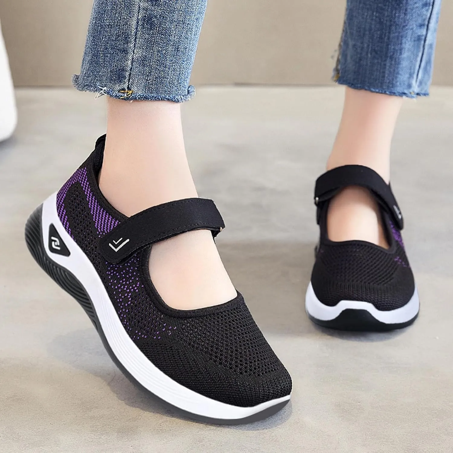 Womens Canvas Slip on Sneakers Walking Tennis Flat Dress Loafers Platform Wedge Mesh Shoes Embroidery Sneakers Casual Clip