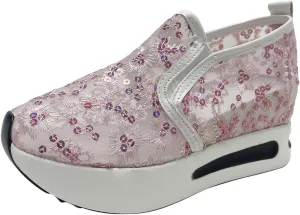 Womens Canvas Slip on Sneakers Walking Tennis Flat Dress Loafers Platform Wedge Mesh Shoes Embroidery Sneakers Casual Close