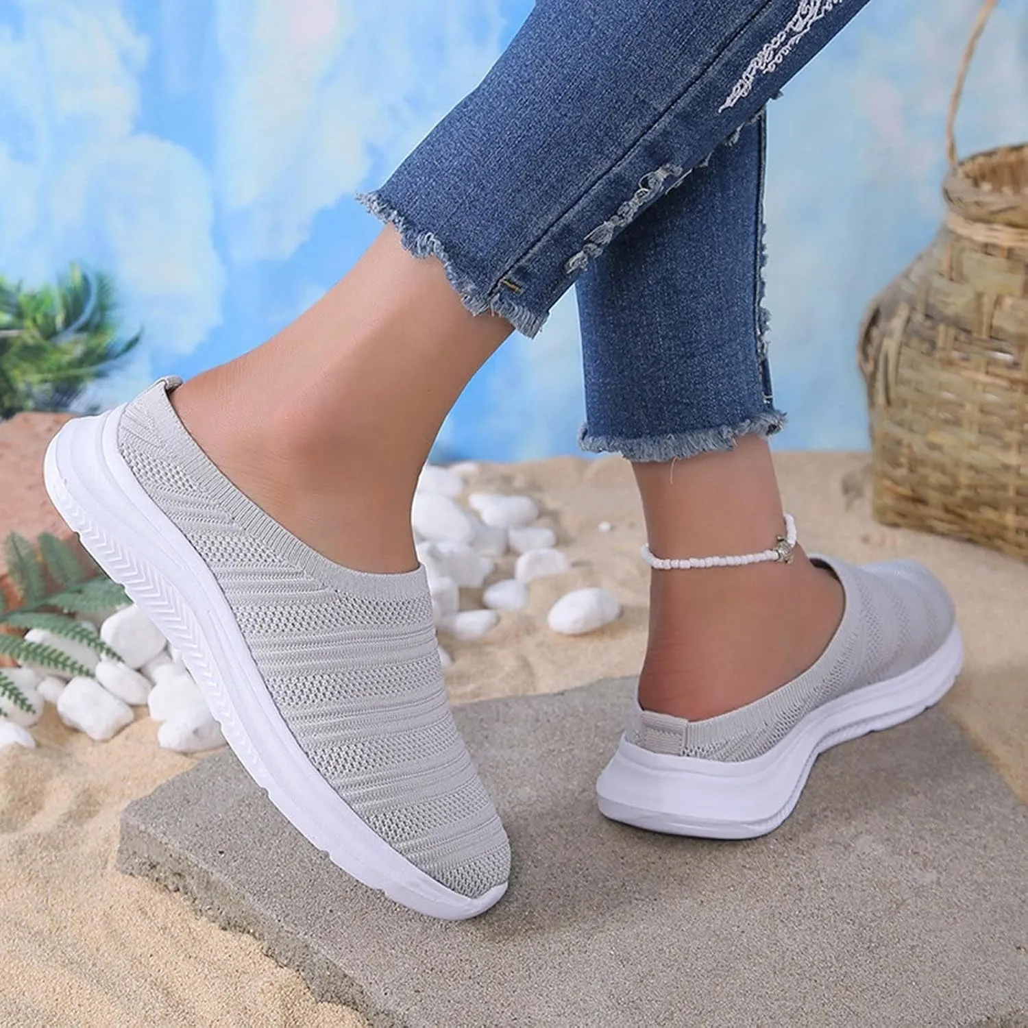 Womens Canvas Slip on Sneakers Walking Tennis Flat Dress Loafers Platform Wedge Mesh Shoes Embroidery Sneakers Casual Fashion