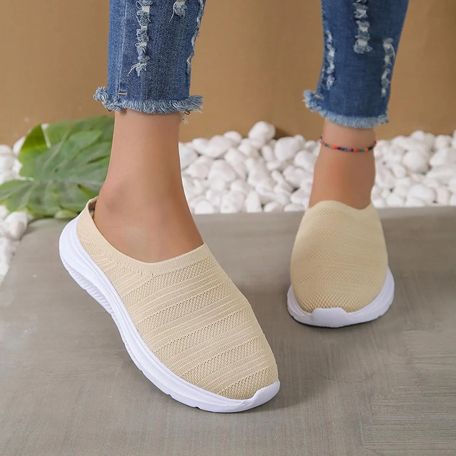 Womens Canvas Slip on Sneakers Walking Tennis Flat Dress Loafers Platform Wedge Mesh Shoes Embroidery Sneakers Casual Fashion
