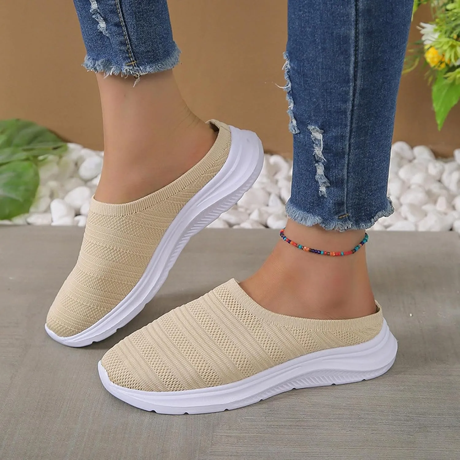 Womens Canvas Slip on Sneakers Walking Tennis Flat Dress Loafers Platform Wedge Mesh Shoes Embroidery Sneakers Casual Fashion