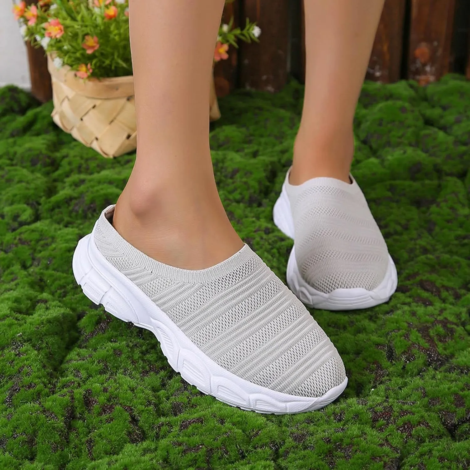 Womens Canvas Slip on Sneakers Walking Tennis Flat Dress Loafers Platform Wedge Mesh Shoes Embroidery Sneakers Casual Fashion