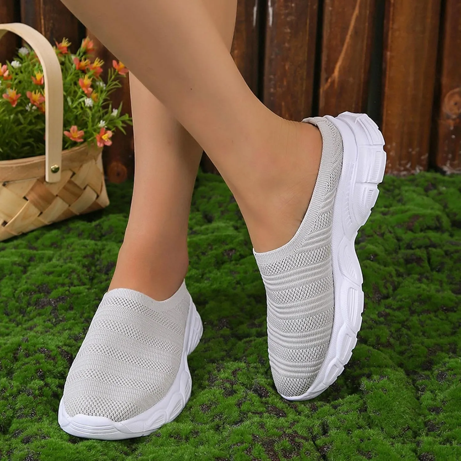 Womens Canvas Slip on Sneakers Walking Tennis Flat Dress Loafers Platform Wedge Mesh Shoes Embroidery Sneakers Casual Fashion