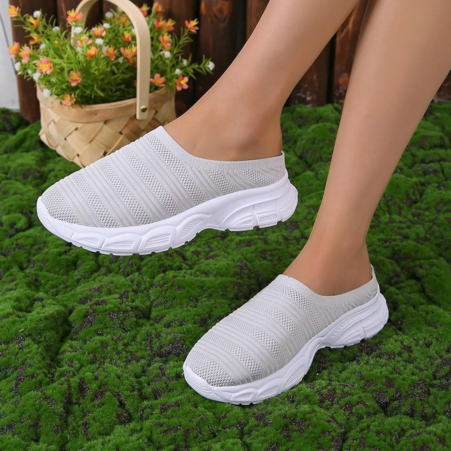 Womens Canvas Slip on Sneakers Walking Tennis Flat Dress Loafers Platform Wedge Mesh Shoes Embroidery Sneakers Casual Fashion
