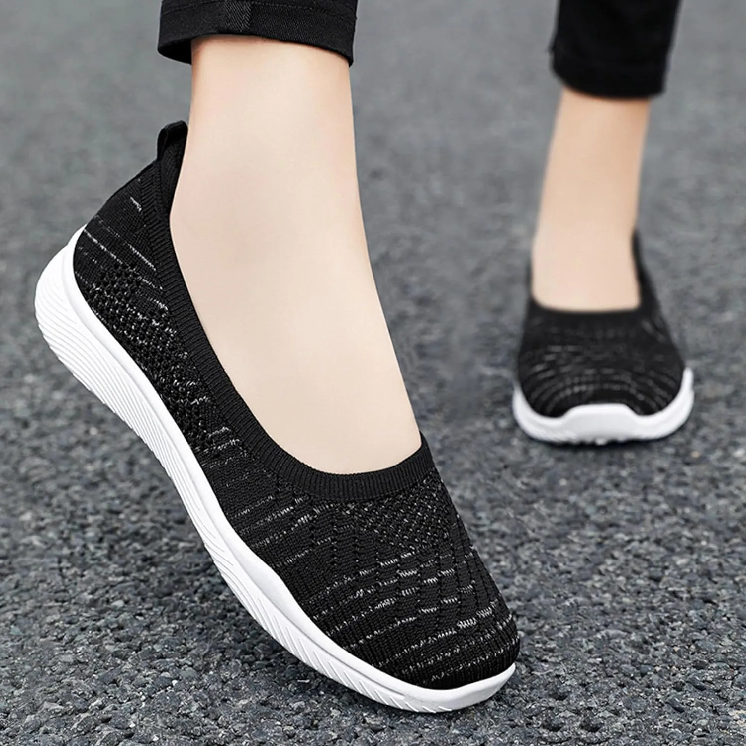 Womens Canvas Slip on Sneakers Walking Tennis Flat Dress Loafers Platform Wedge Mesh Shoes Embroidery Sneakers Casual Fashion