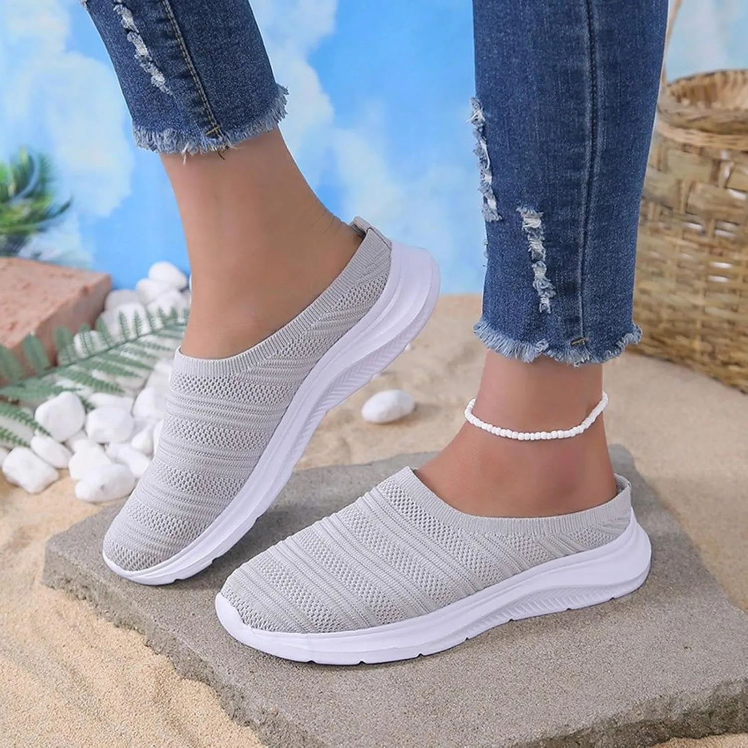 Womens Canvas Slip on Sneakers Walking Tennis Flat Dress Loafers Platform Wedge Mesh Shoes Embroidery Sneakers Casual Fashion