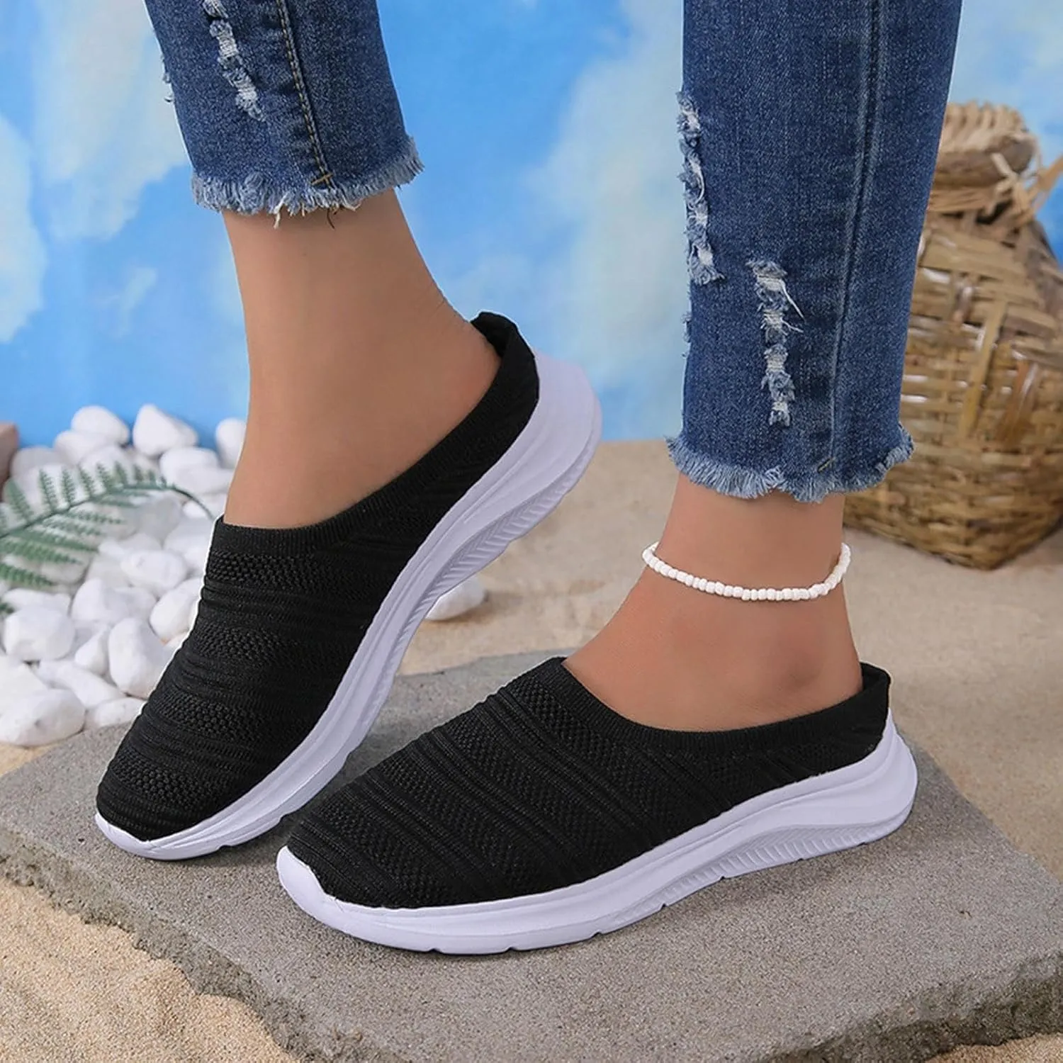 Womens Canvas Slip on Sneakers Walking Tennis Flat Dress Loafers Platform Wedge Mesh Shoes Embroidery Sneakers Casual Fashion
