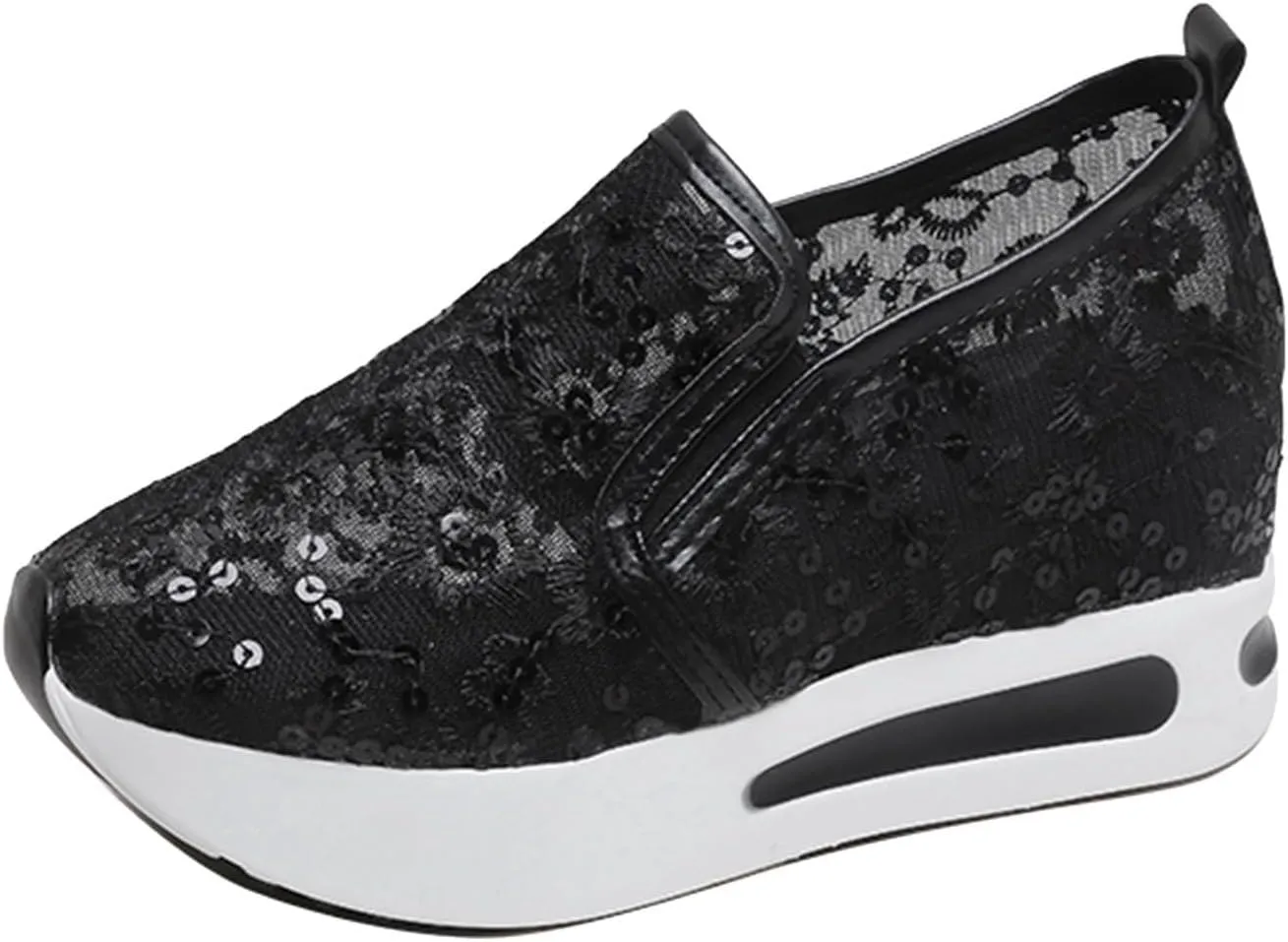 Womens Canvas Slip on Sneakers Walking Tennis Flat Dress Loafers Platform Wedge Mesh Shoes Embroidery Sneakers Casual Outdoor