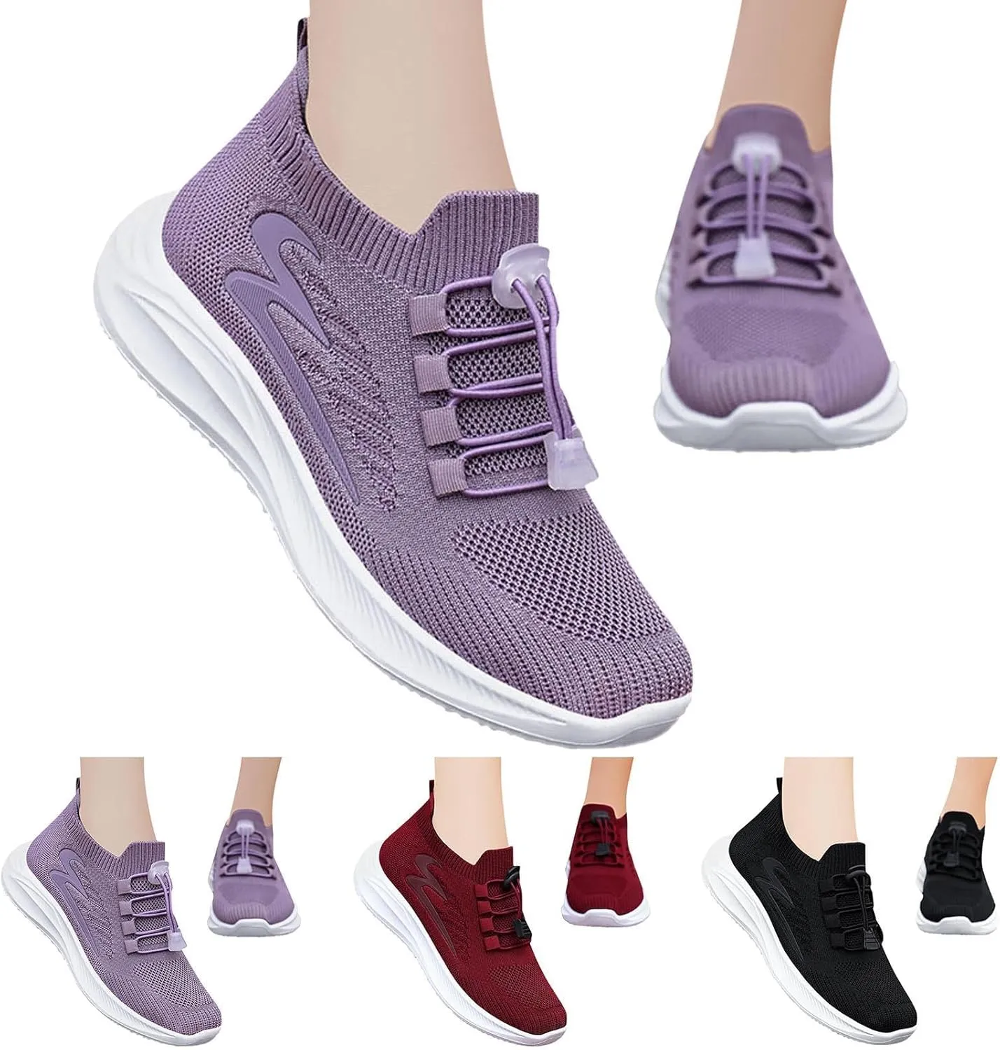 Womens Canvas Slip on Sneakers Walking Tennis Flat Dress Loafers Platform Wedge Mesh Shoes Embroidery Sneakers Casual Outdoor