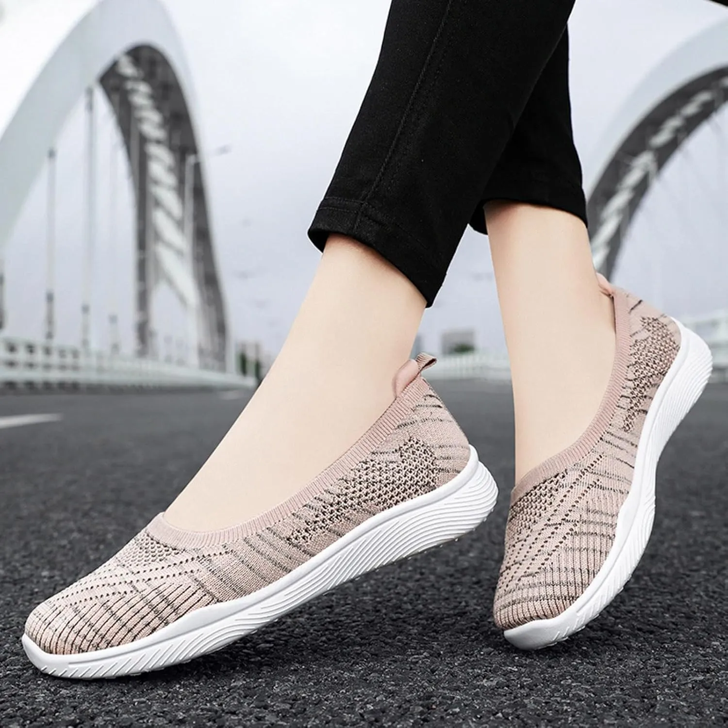 Womens Canvas Slip on Sneakers Walking Tennis Flat Dress Loafers Platform Wedge Mesh Shoes Embroidery Sneakers Casual T-Strap