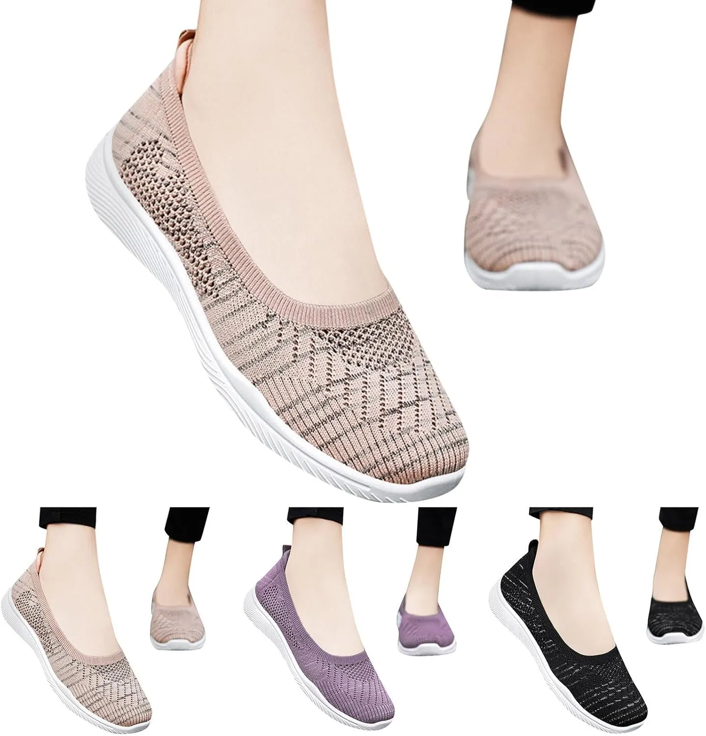 Womens Canvas Slip on Sneakers Walking Tennis Flat Dress Loafers Platform Wedge Mesh Shoes Embroidery Sneakers Casual T-Strap