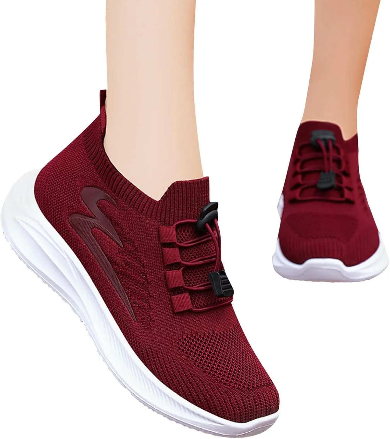 Womens Canvas Slip on Sneakers Walking Tennis Flat Dress Loafers Platform Wedge Mesh Shoes Embroidery Sneakers Casual T-Strap