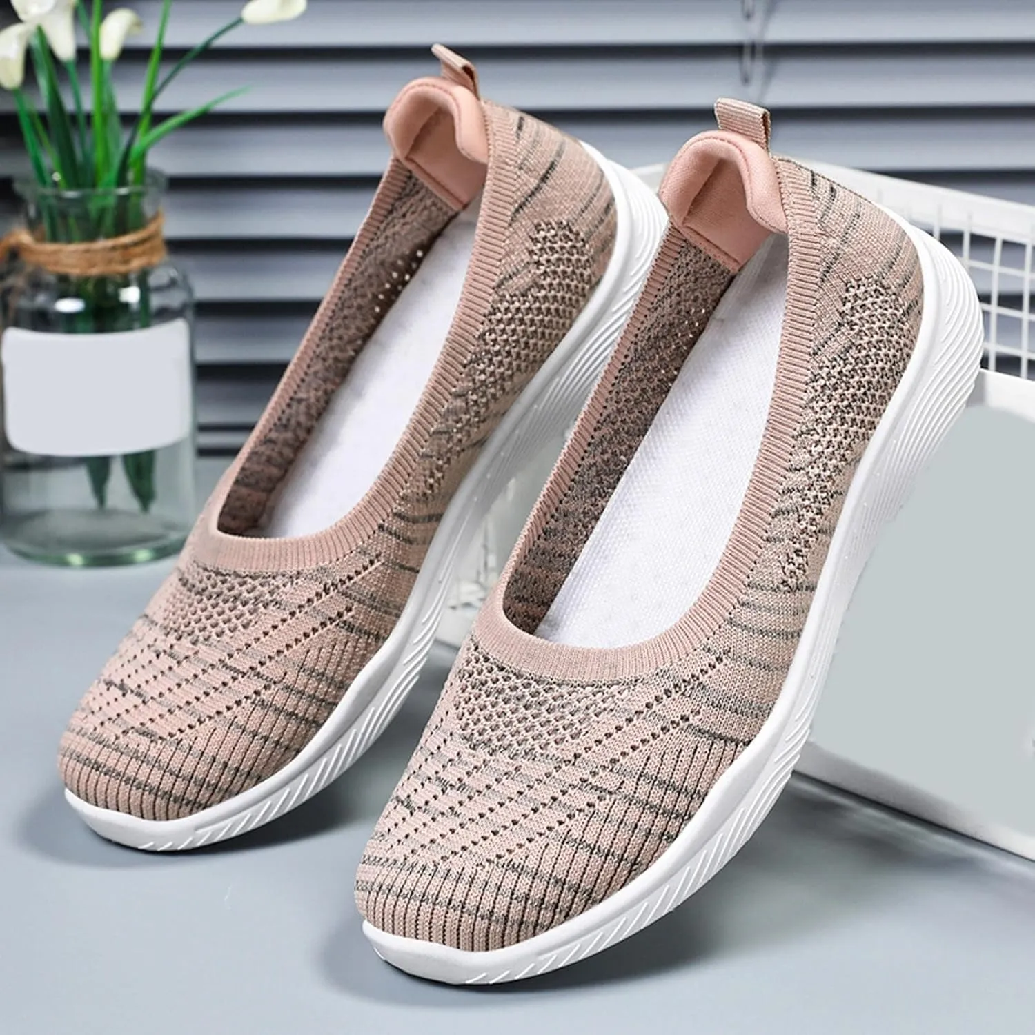 Womens Canvas Slip on Sneakers Walking Tennis Flat Dress Loafers Platform Wedge Mesh Shoes Embroidery Sneakers Casual T-Strap