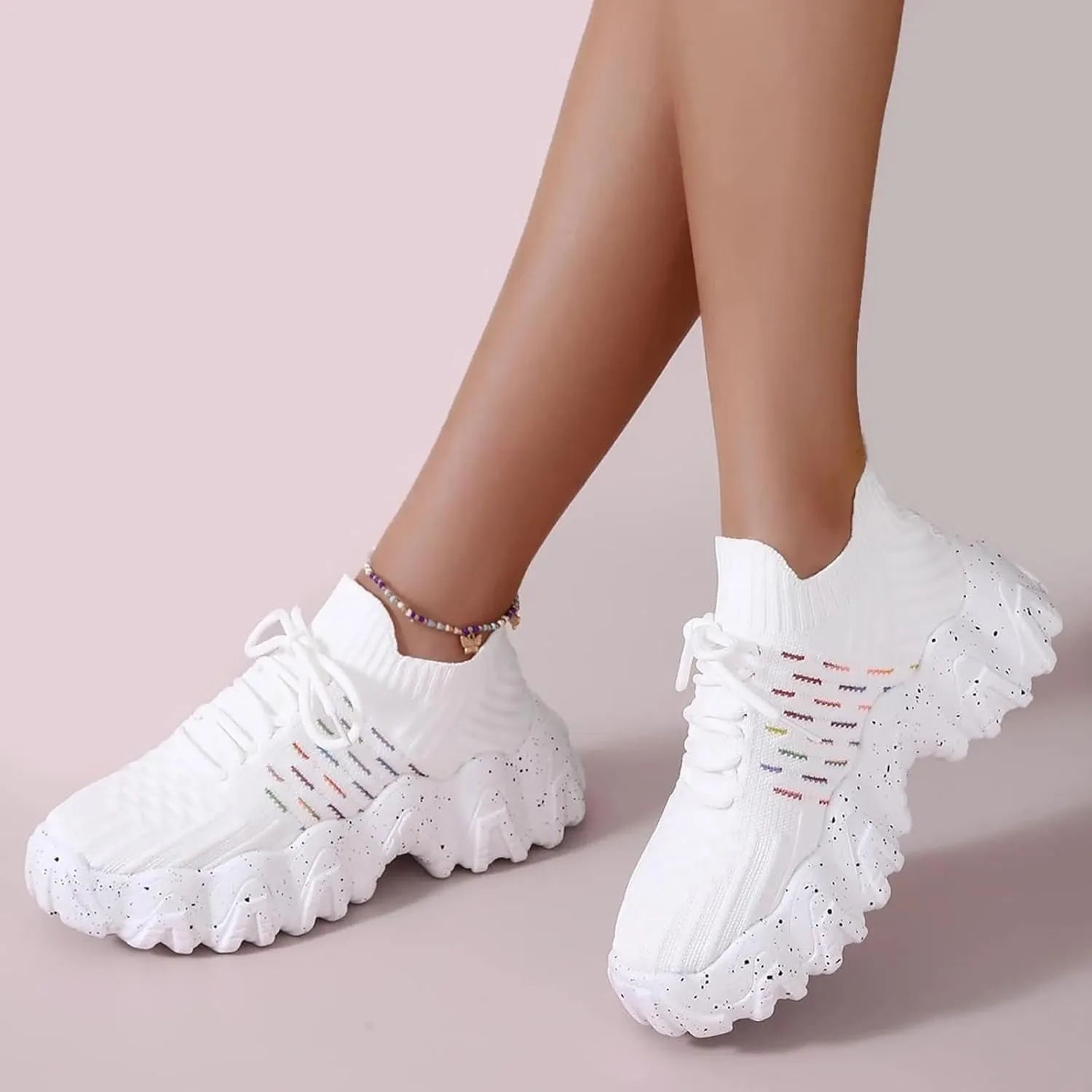 Womens Canvas Slip on Sneakers Walking Tennis Flat Dress Loafers Platform Wedge Mesh Shoes Embroidery Sneakers Casual