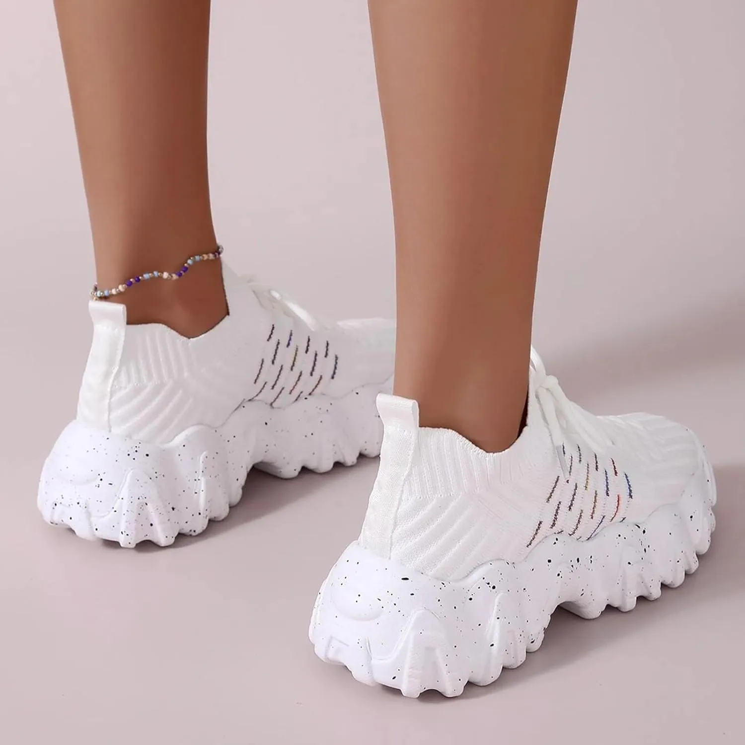 Womens Canvas Slip on Sneakers Walking Tennis Flat Dress Loafers Platform Wedge Mesh Shoes Embroidery Sneakers Casual