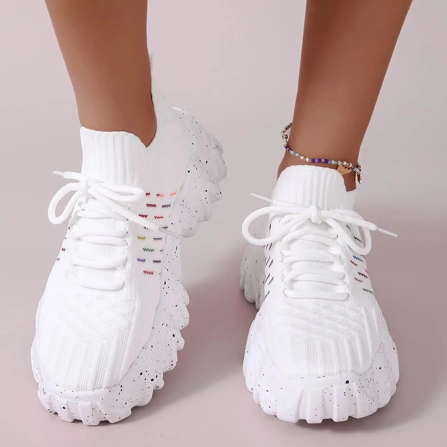 Womens Canvas Slip on Sneakers Walking Tennis Flat Dress Loafers Platform Wedge Mesh Shoes Embroidery Sneakers Casual