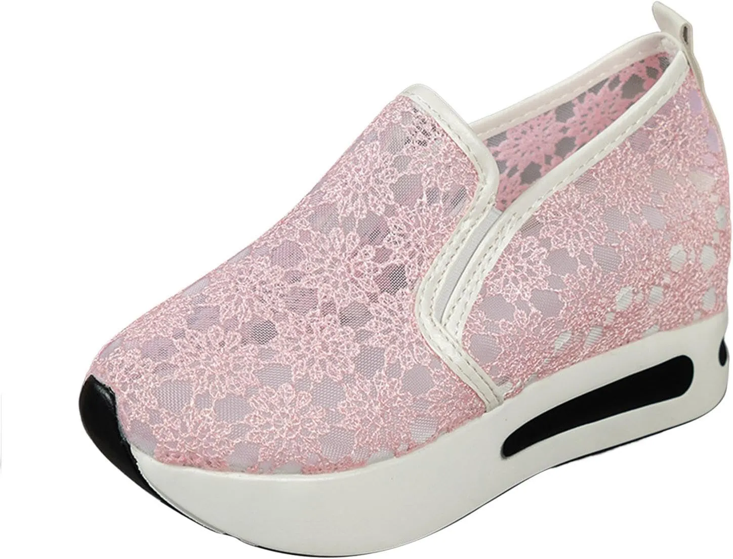 Womens Canvas Slip on Sneakers Walking Tennis Flat Dress Loafers Platform Wedge Mesh Shoes Embroidery Sneakers Casual