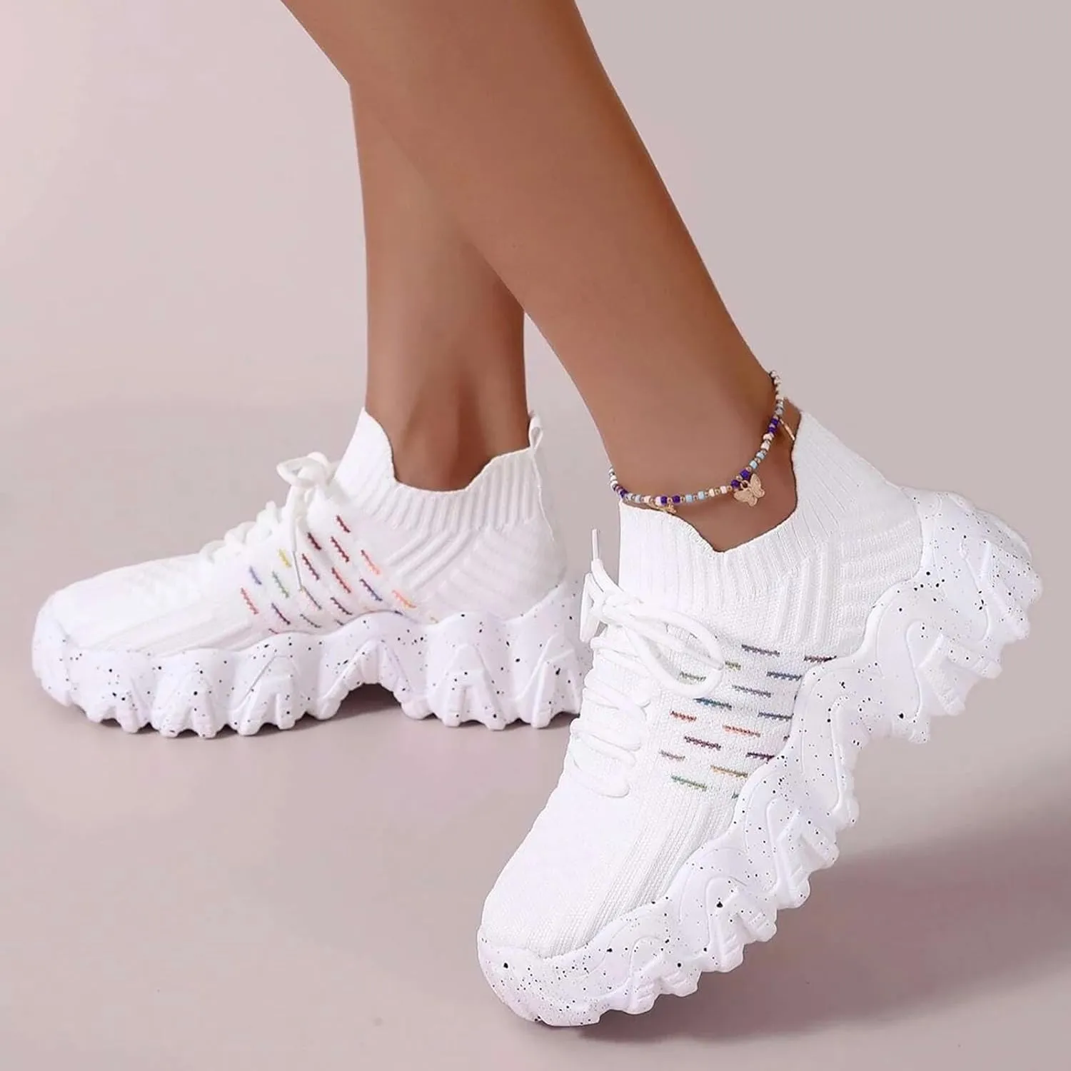 Womens Canvas Slip on Sneakers Walking Tennis Flat Dress Loafers Platform Wedge Mesh Shoes Embroidery Sneakers Casual