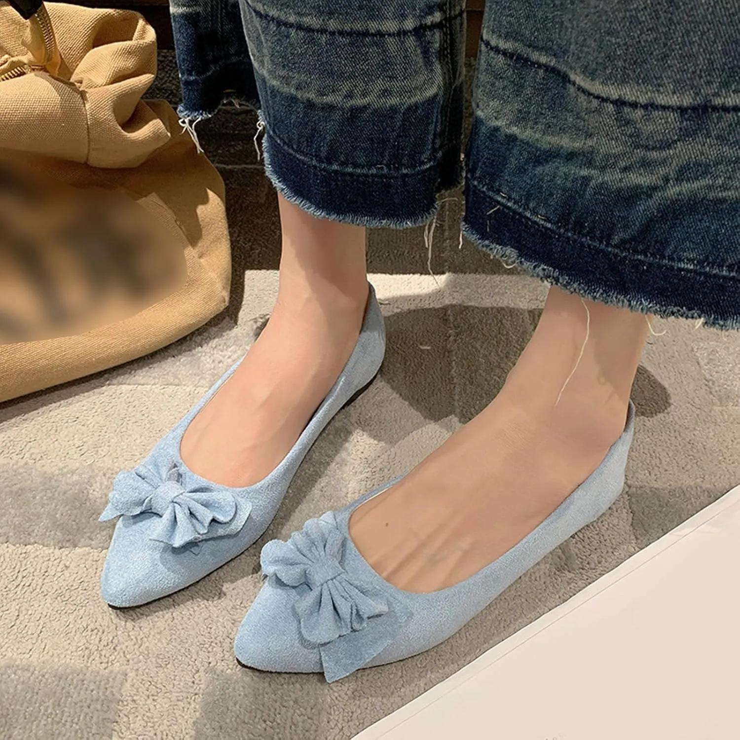 Women's Casual Slip On Ballet Comfortable Low Heel Dress Shoes for Everyday Wear with Versatile Outfit Pairing