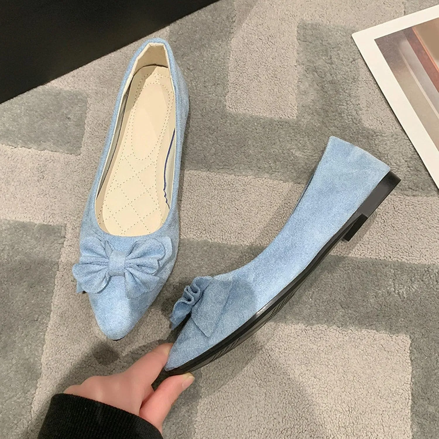Women's Casual Slip On Ballet Comfortable Low Heel Dress Shoes for Everyday Wear with Versatile Outfit Pairing