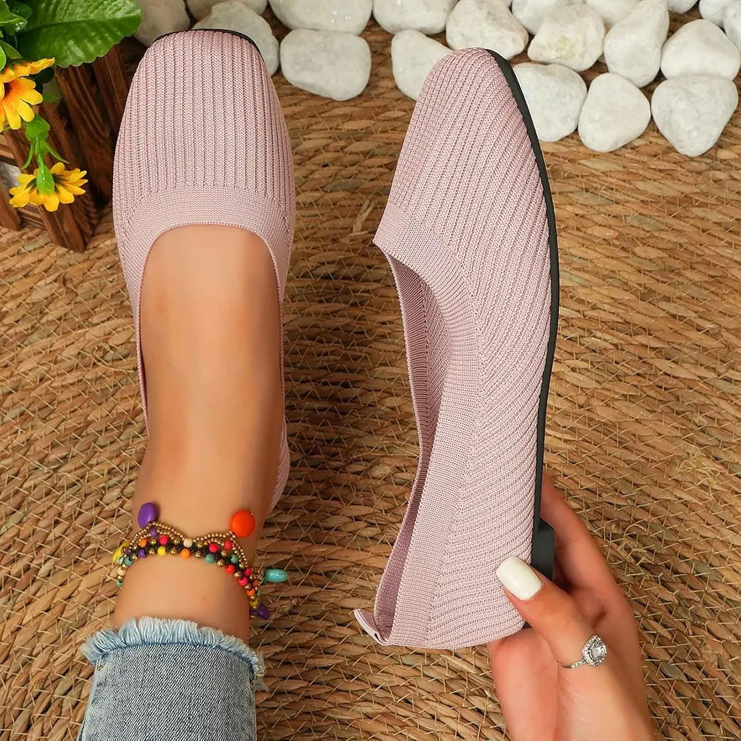 Women's Casual Slip On Loafers Breathable Comfortable Flat Shoes for Daily Wear with Jeans Shorts Pants Spring