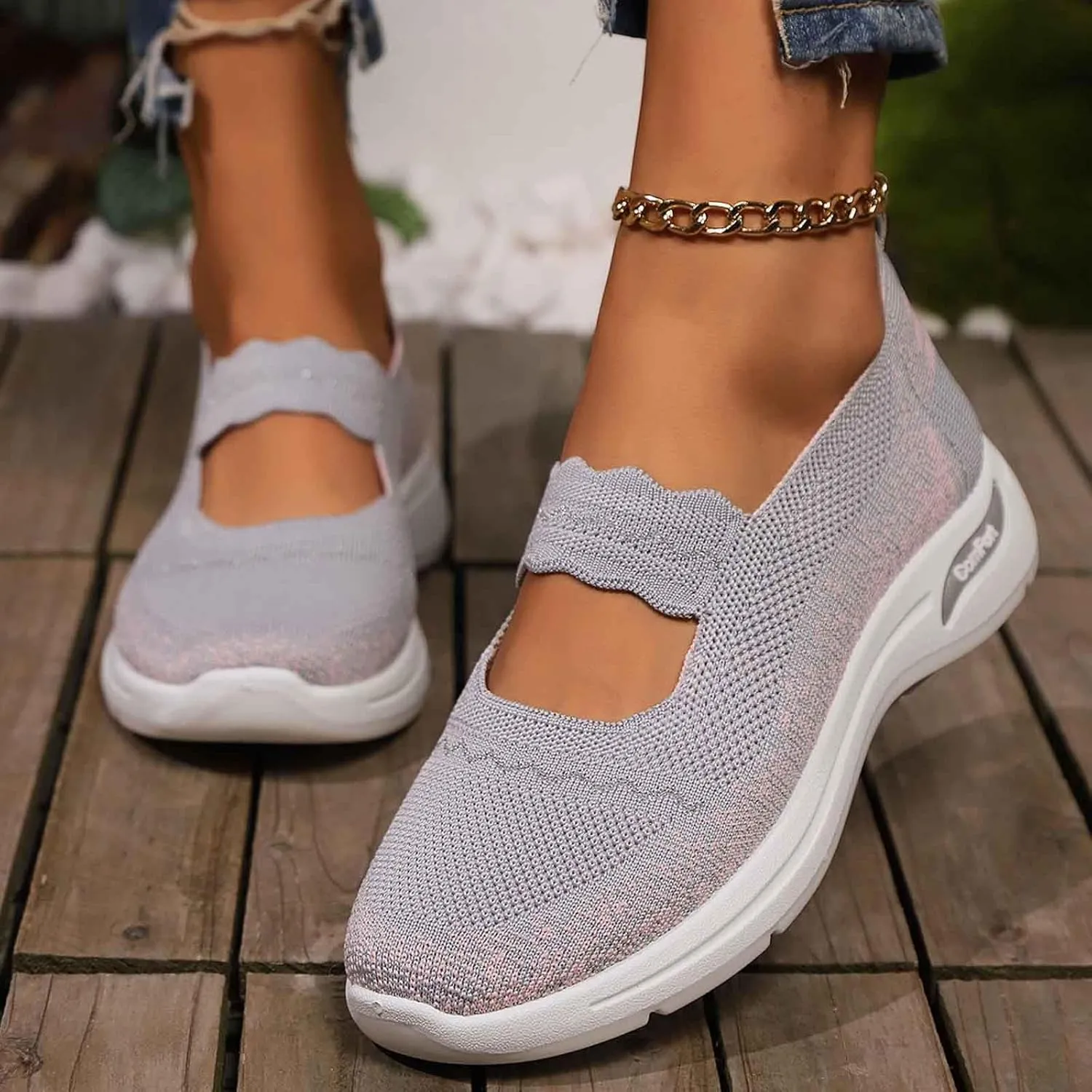 Women's Casual Slip On Shoes Breathable Lightweight Low Heel Sneakers Comfort Womens Casual Flat Sandals