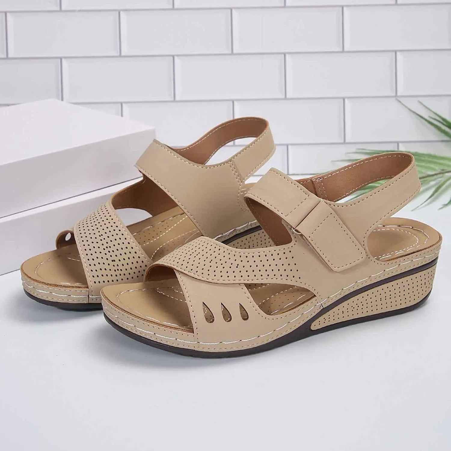Women's Comfortable Slip On Sandals Open Toe Casual Walking Shoes for Summer Spring Fall Beach Vacation Dressy