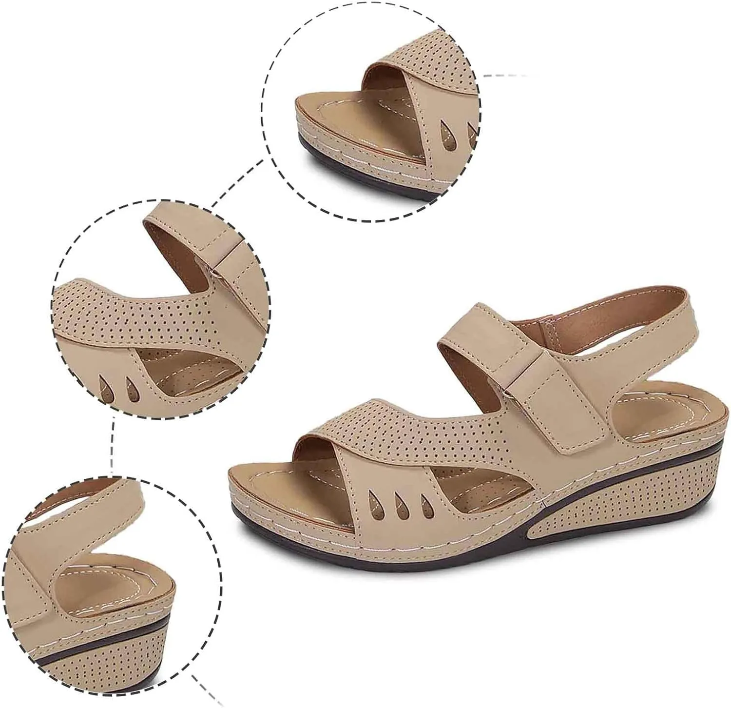 Women's Comfortable Slip On Sandals Open Toe Casual Walking Shoes for Summer Spring Fall Beach Vacation Dressy