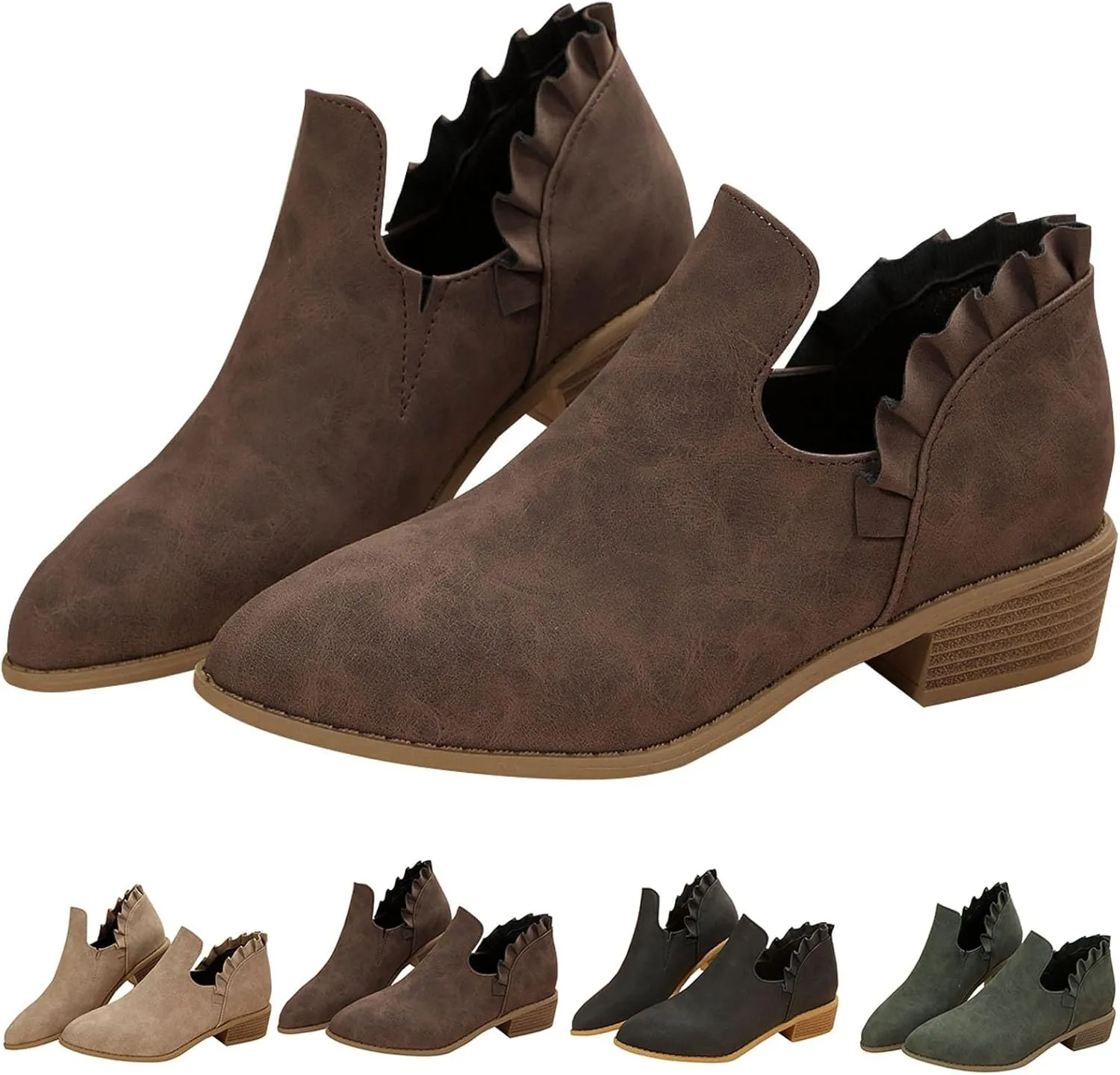Womens Fall Booties Cow Print Boots for Women White Boots Ankle Ladies Low Heel Womens Booties and Ankle Boots Leather High Heel Ankle Boots for Women Sexy