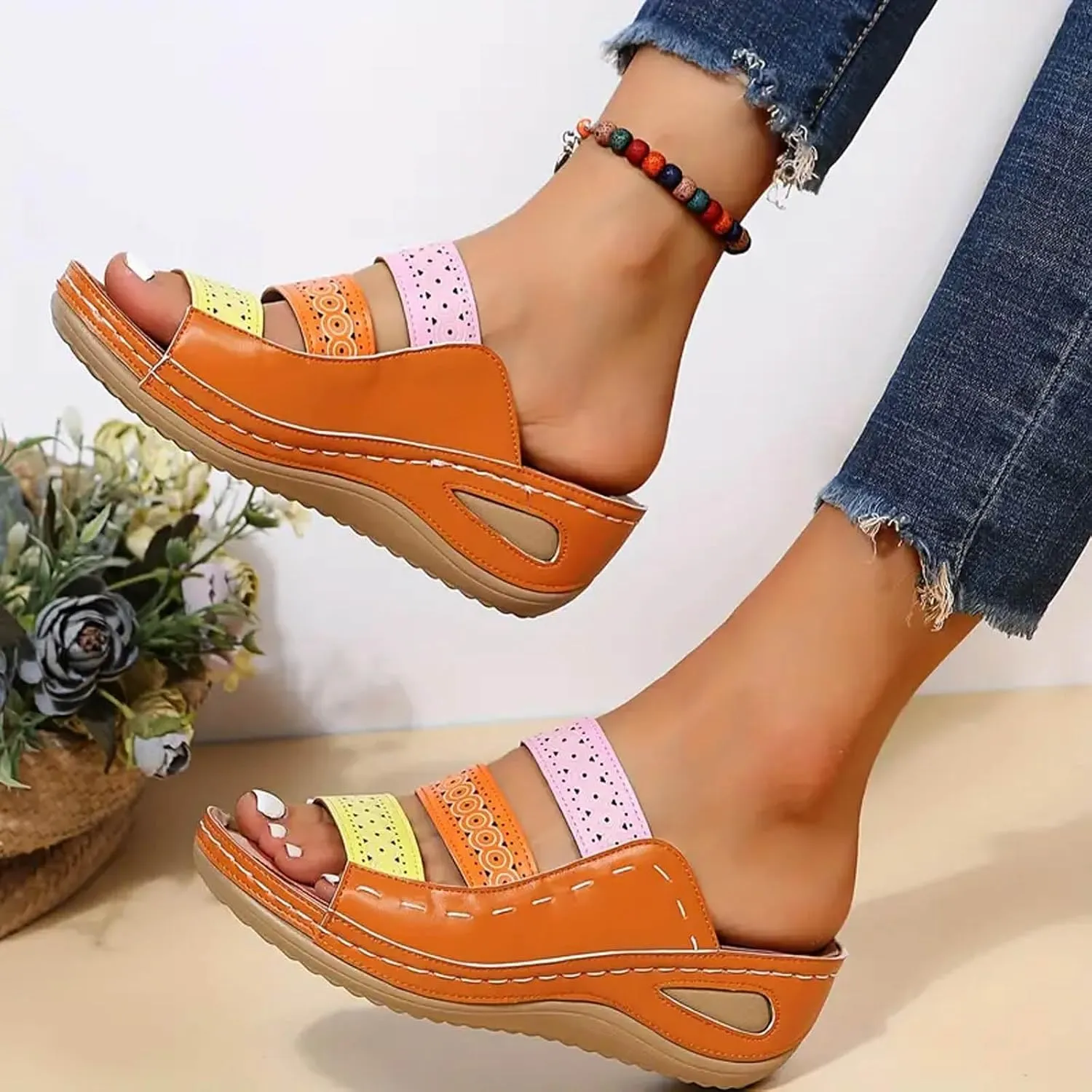 Women's Fashion Platform Sandals Lightweight Travel Sandals Pillow Slippers Breathable Casual Sandals