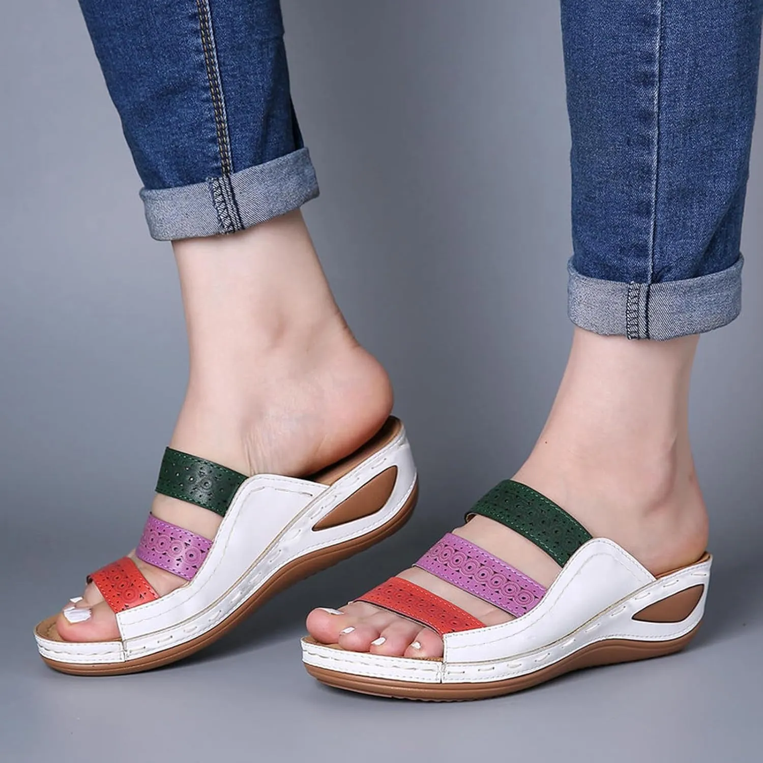 Women's Fashion Platform Sandals Lightweight Travel Sandals Pillow Slippers Breathable Casual Sandals
