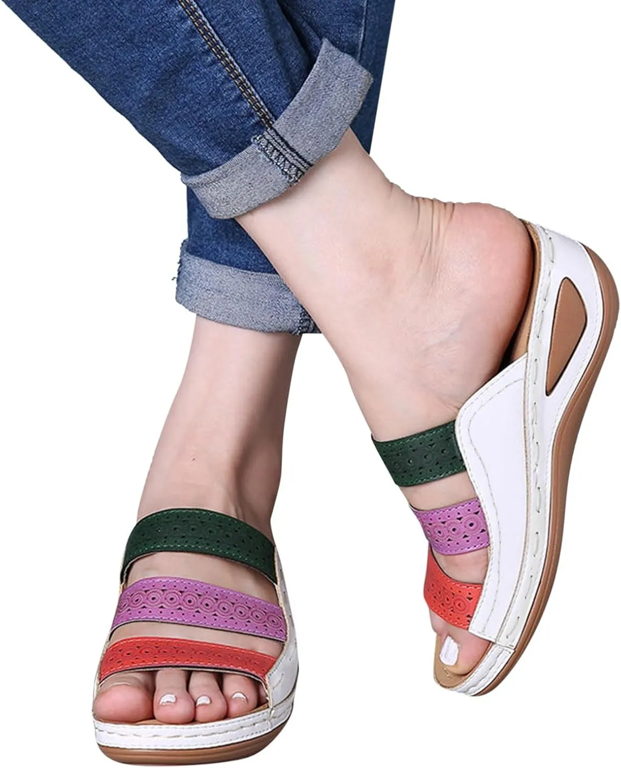 Women's Fashion Platform Sandals Lightweight Travel Sandals Pillow Slippers Breathable Casual Sandals