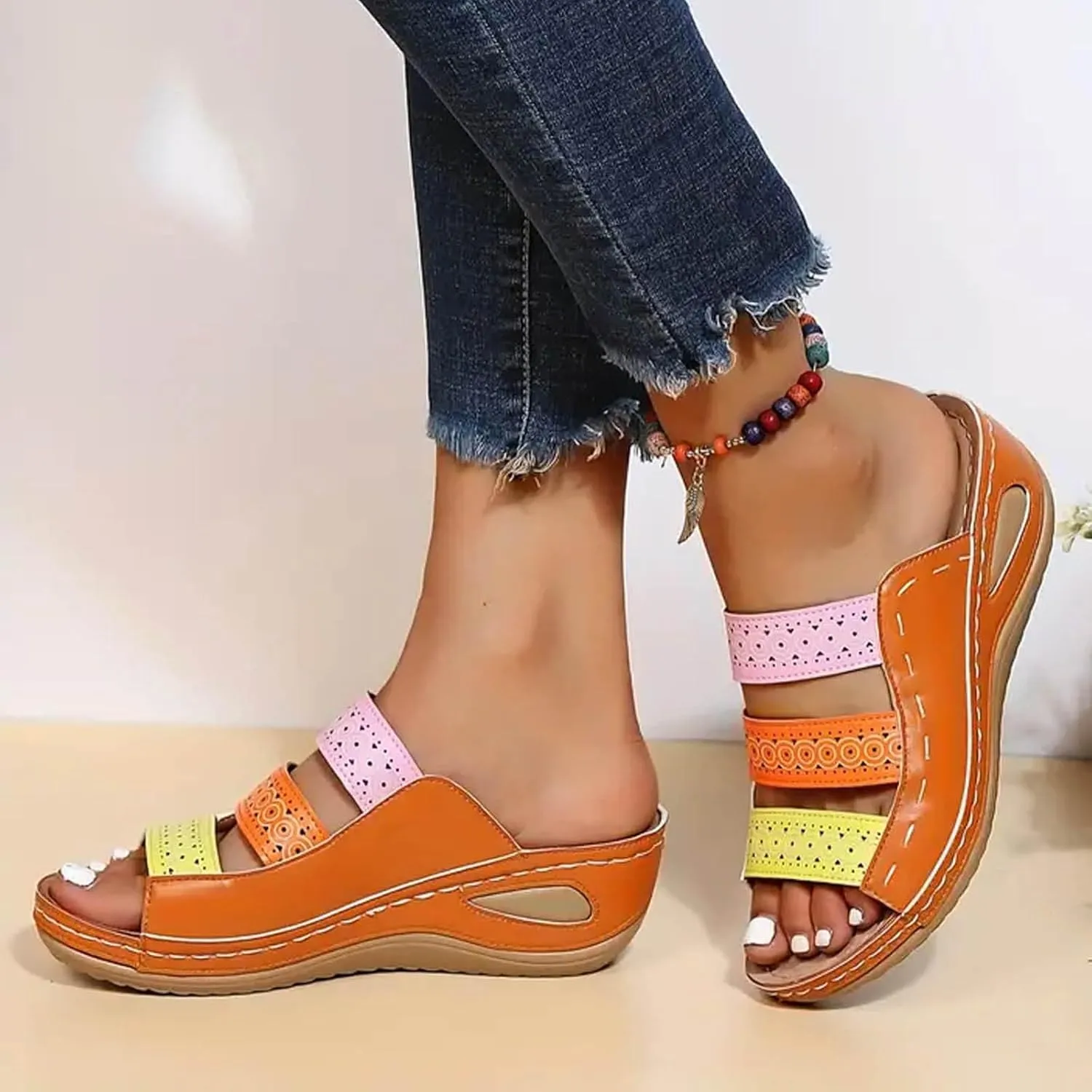 Women's Fashion Platform Sandals Lightweight Travel Sandals Pillow Slippers Breathable Casual Sandals