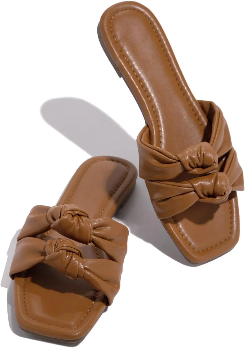 Women's Flower Flat Wedding Sandals Cute Square Toe Trendy 2025 Summer Comfortable Slide Plateau High Heels
