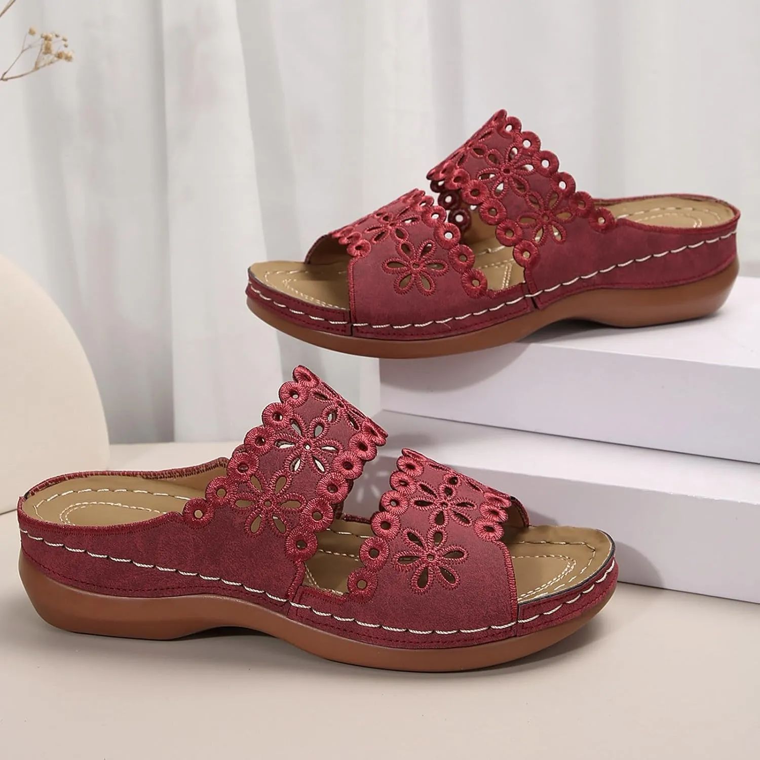Women's Non Slip Slippers Open Toe Flatform Wedge Casual Sandal Banquet Sandals Beach Non Slip Wedge Sandals