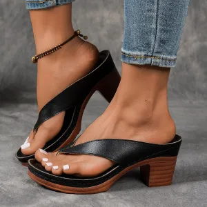 Women's Platform Chunky Heels Low Block Heeled Sandals Open Toe Slides Fashion Wedding Party Dress Sandals Casual Summer Mules Slip-on Shoes (b1-Black, 8)