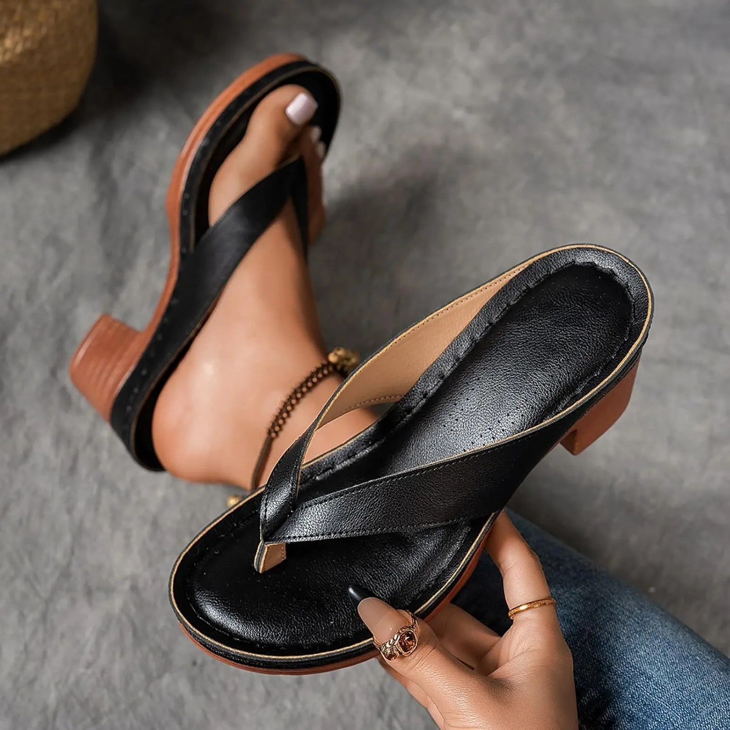 Women's Platform Chunky Heels Low Block Heeled Sandals Open Toe Slides Fashion Wedding Party Dress Sandals Casual Summer Mules Slip-on Shoes (b1-Black, 8)