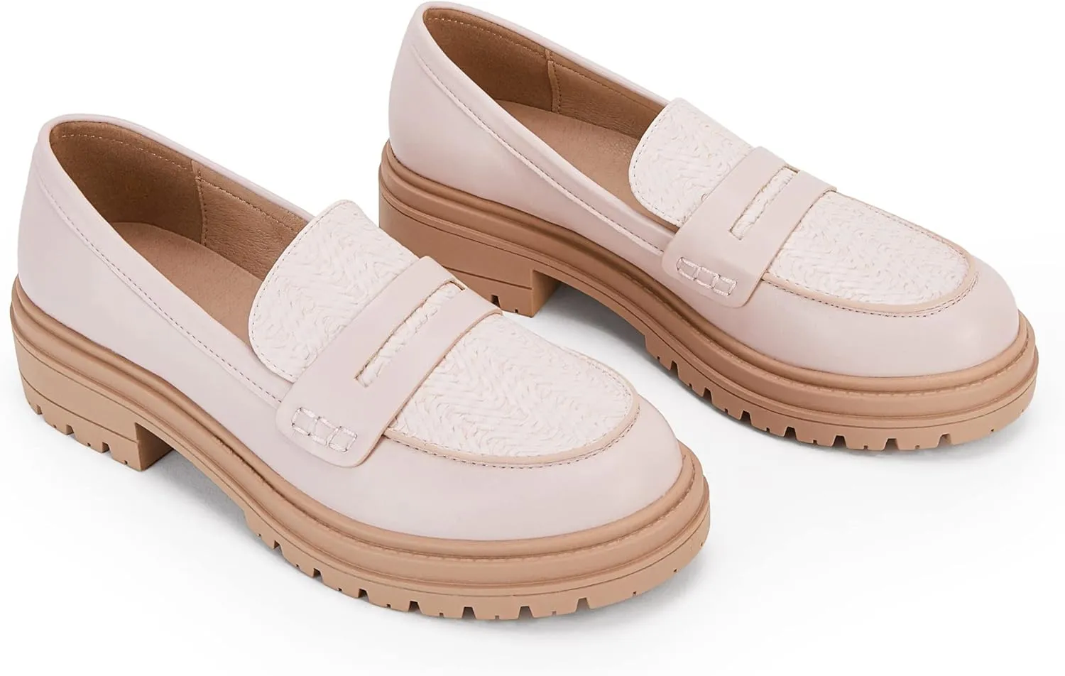 Women's Platform Penny Loafers Comfort Chunky Heel Slip On Business Work Dress Shoes